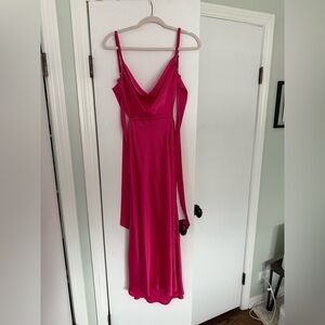 Petal & Pup Hot Pink Satin Maxi Slip Dress